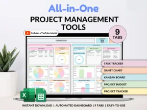 All in One Project Management Tools- for Small Business Project Planner, Task Tracker, To-Do List, Gantt Chart, Kanban Board